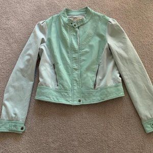 Seude and leather cropped jacket